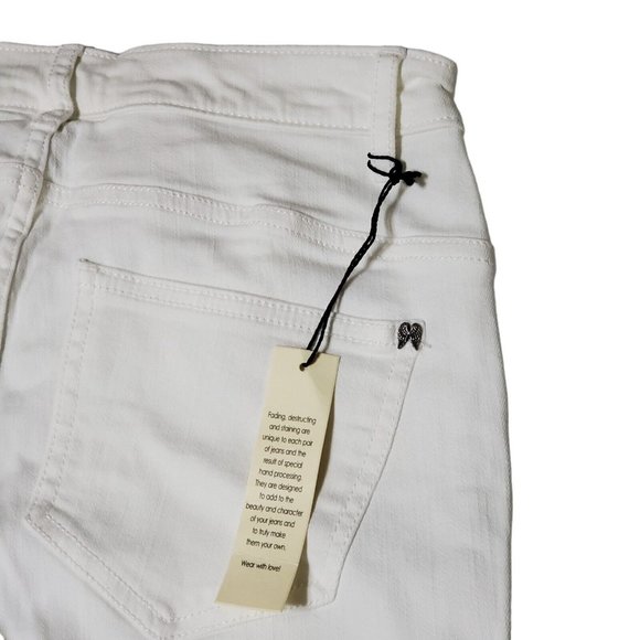 NWT Victoria's Secret Mid Rise Siren Skinny Jeans Size 0 White Distressed - Picture 6 of 8